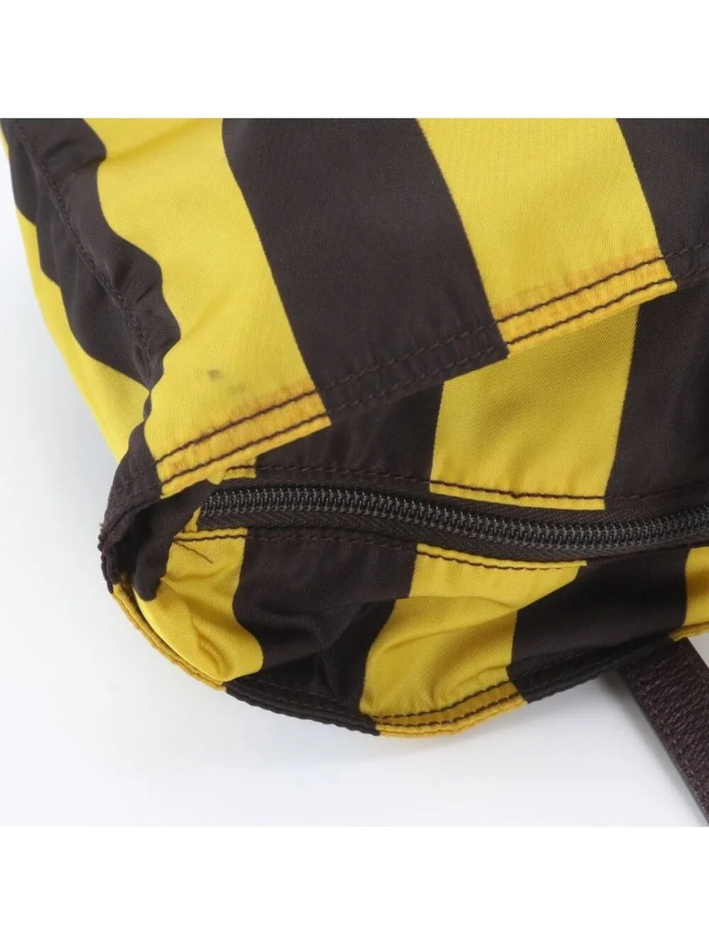 Prada Tessuto Nylon Stripe Triangle Logo Leather Tote Shoulder